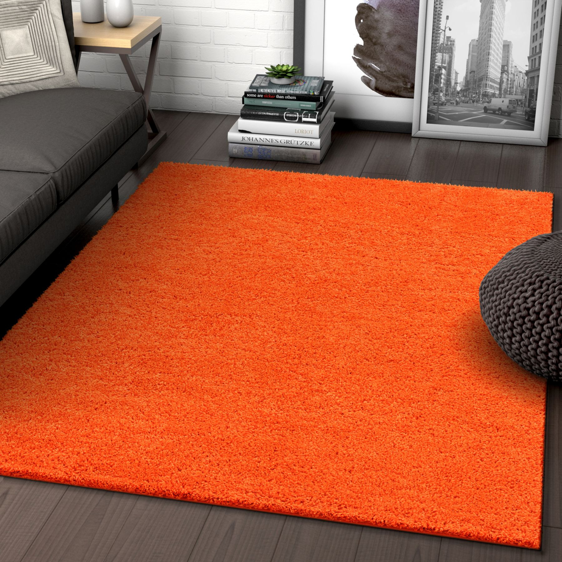 Orange Rugs For Living Room
 Solid Retro Modern Orange Shag 5x7 5 x 7 2 Area Rug