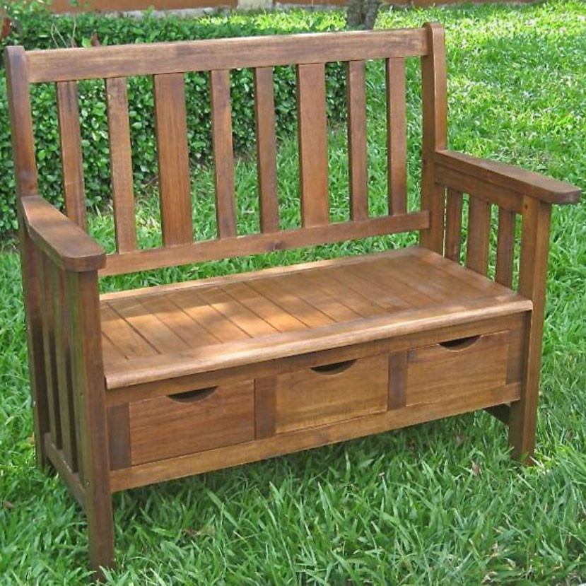 Outdoor Bench With Storage
 Three Drawer Outdoor Storage Bench in Outdoor Benches