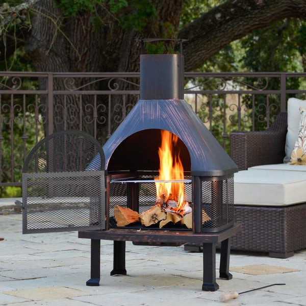 Outdoor Fireplace Or Fire Pit
 Outdoor Patio Fireplace Wood Burning Fire Pit Bronze