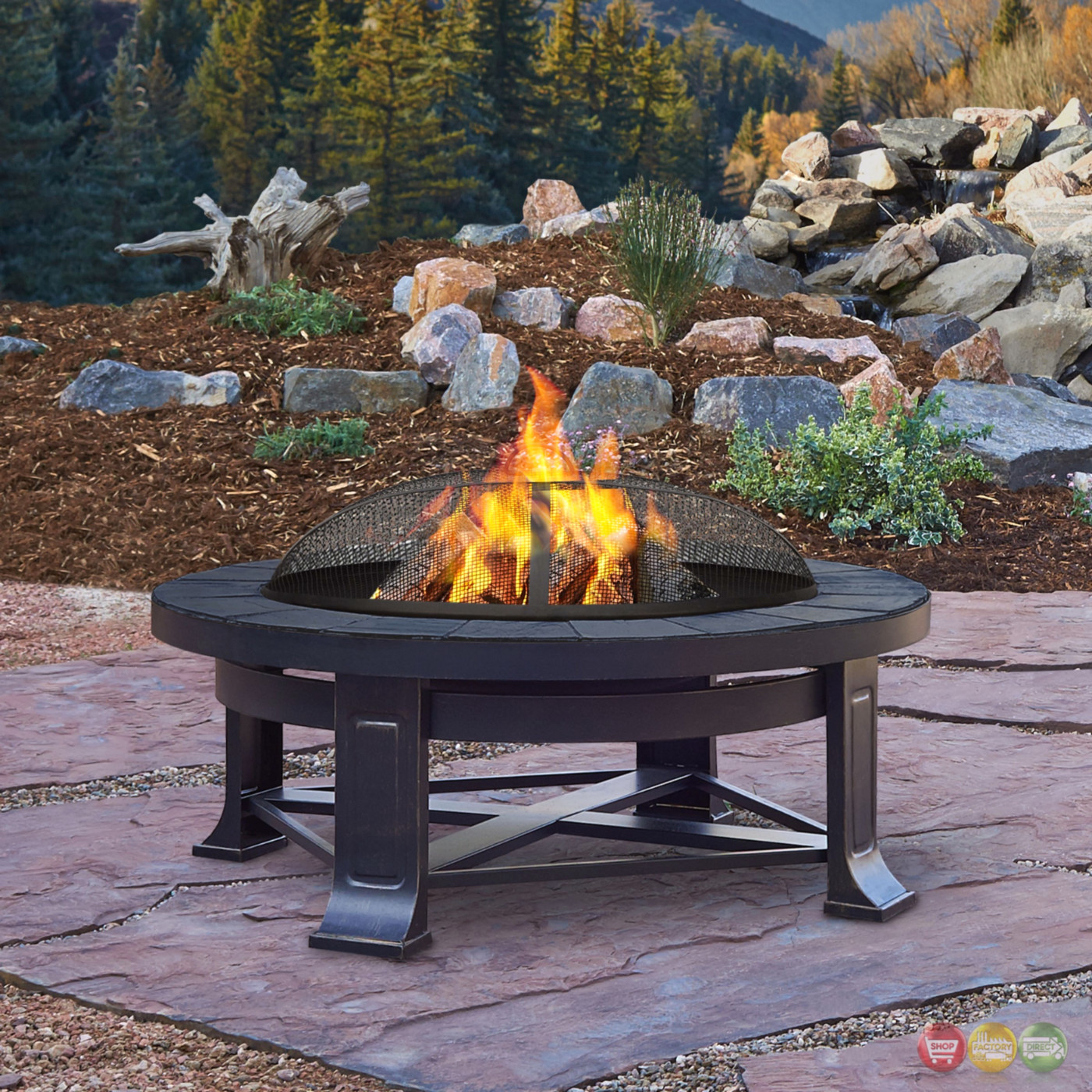 Outdoor Fireplace Or Fire Pit
 Edwards Outdoor Wood burning 34" Round Fire Pit With Gray Tile