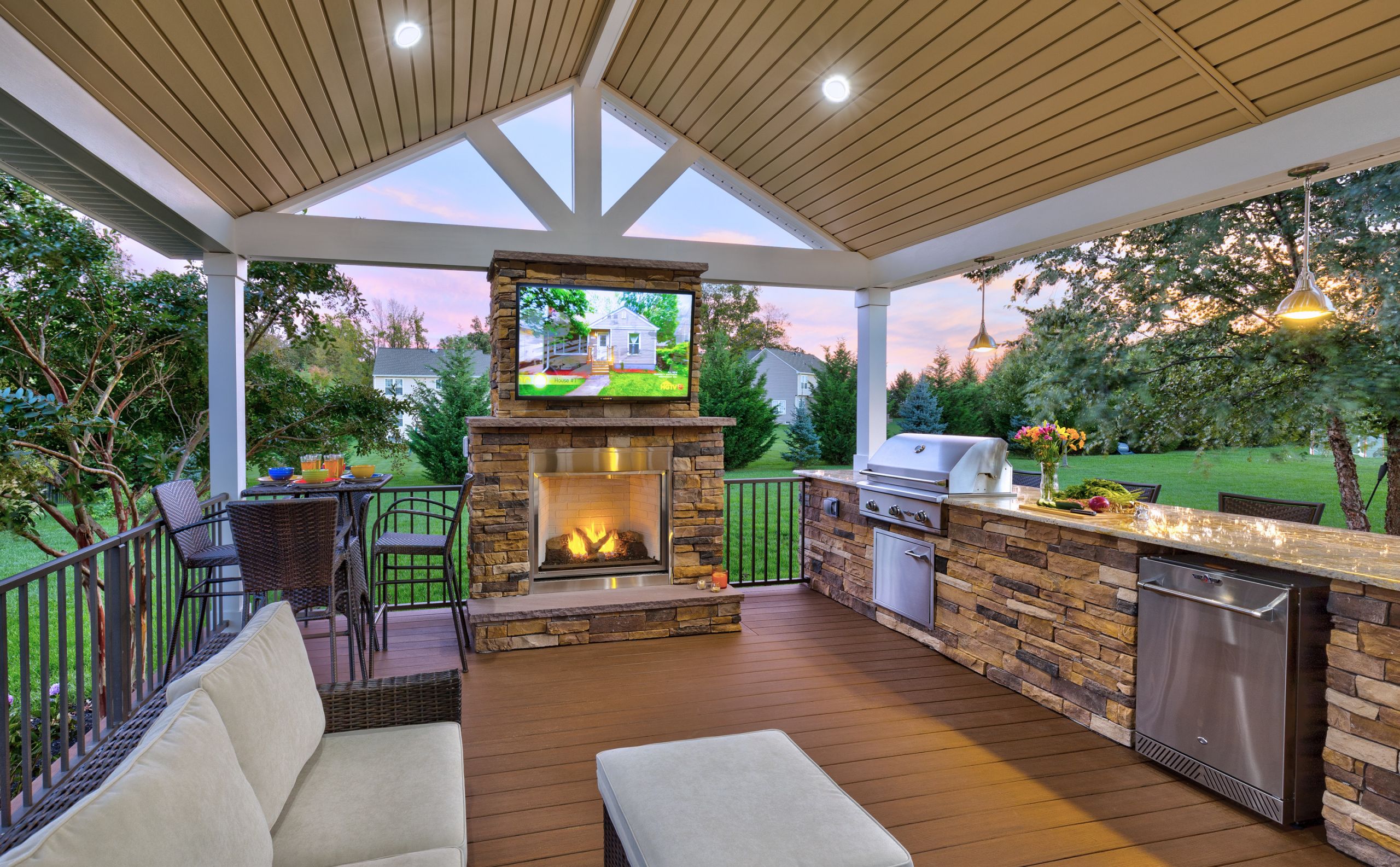 Outdoor Kitchen Designs With Fireplace
 outdoor kitchen fireplace television or sound system