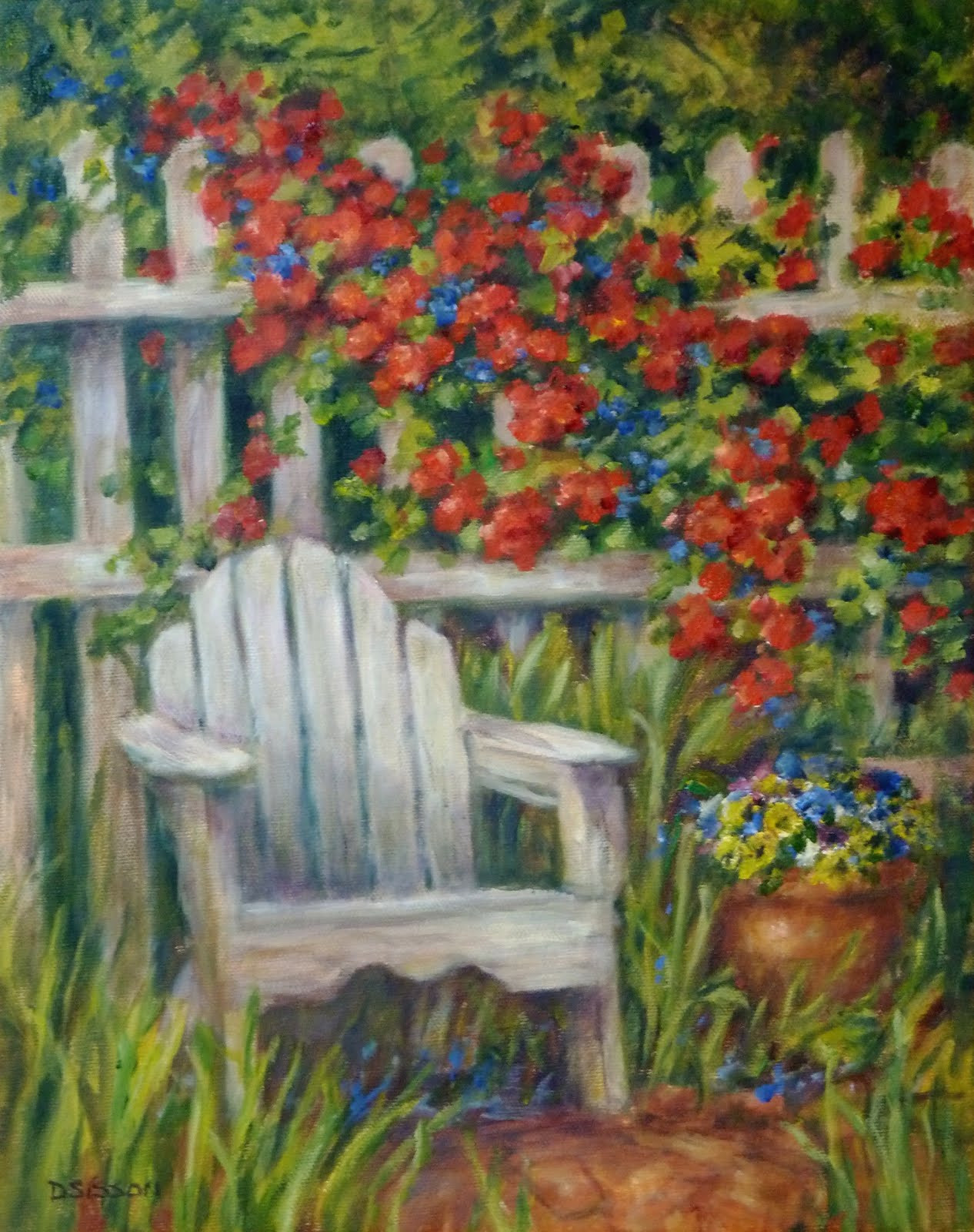 Outdoor Landscape Painting
 Daily Painting Projects Garden Seat Oil Painting