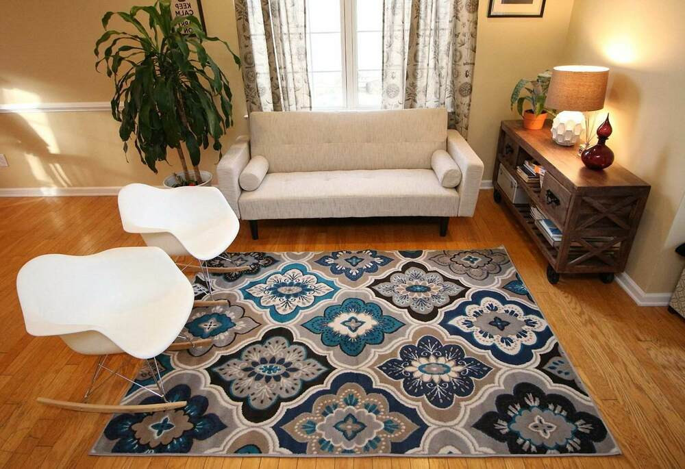 Oversized Rugs For Living Room
 Rugs Area Rug Carpet Floor Modern Blue Living Room