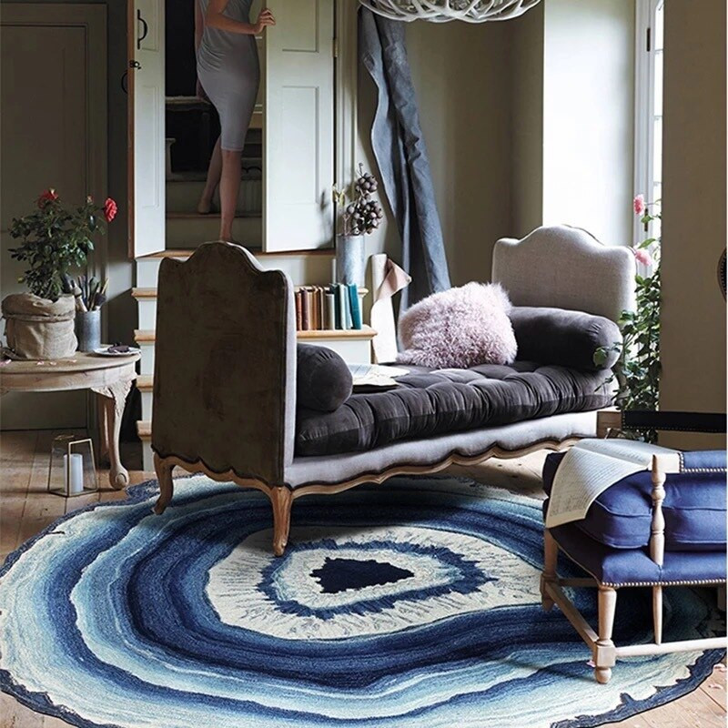 Oversized Rugs For Living Room
 Modern Fashion Annual Wood Ring Creative Round Rug