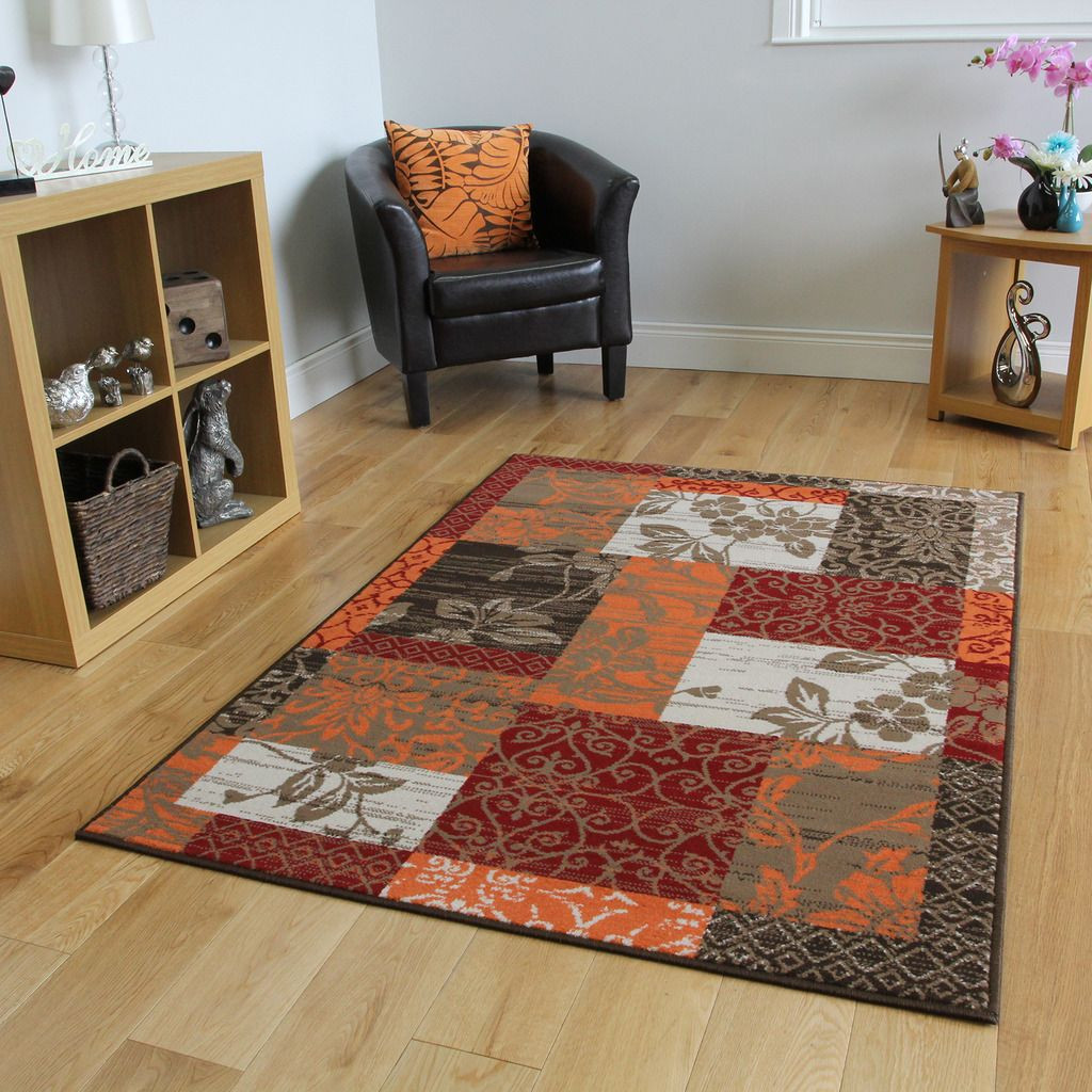 Oversized Rugs For Living Room
 New Warm Red Orange Modern Patchwork Rugs Small