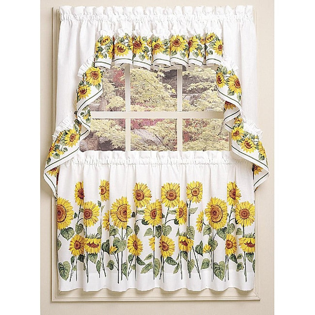 Overstock Kitchen Curtains
 Sunflower 3 piece Curtain Tier and Swag Set Free