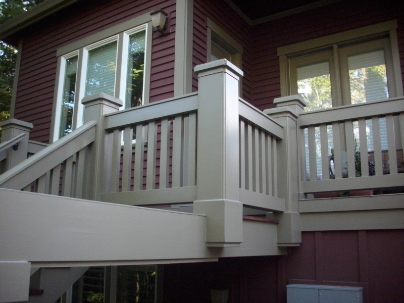 Painting Deck Railing
 Freshly painted railing