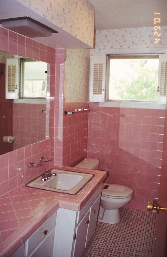 Painting Old Bathroom Tiles
 pink tile Painted Bathroom Tile
