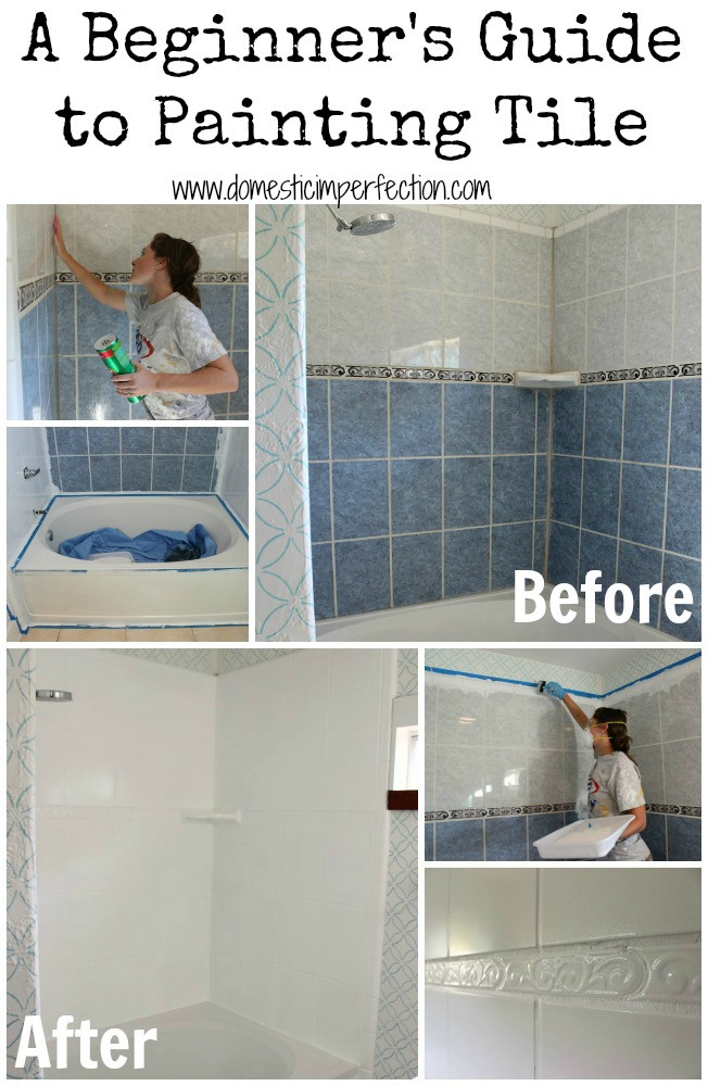 Painting Old Bathroom Tiles
 How to Refinish Outdated Tile yes I painted my shower