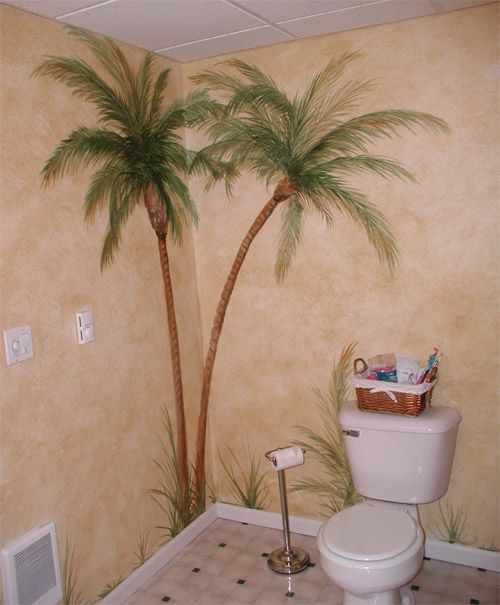 Palm Tree Bathroom Decor
 Handpainting Palm Trees