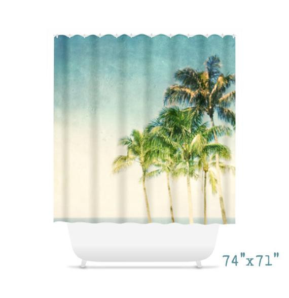 Palm Tree Bathroom Decor
 Palm Tree Shower Curtain for Beach Bathroom Decor