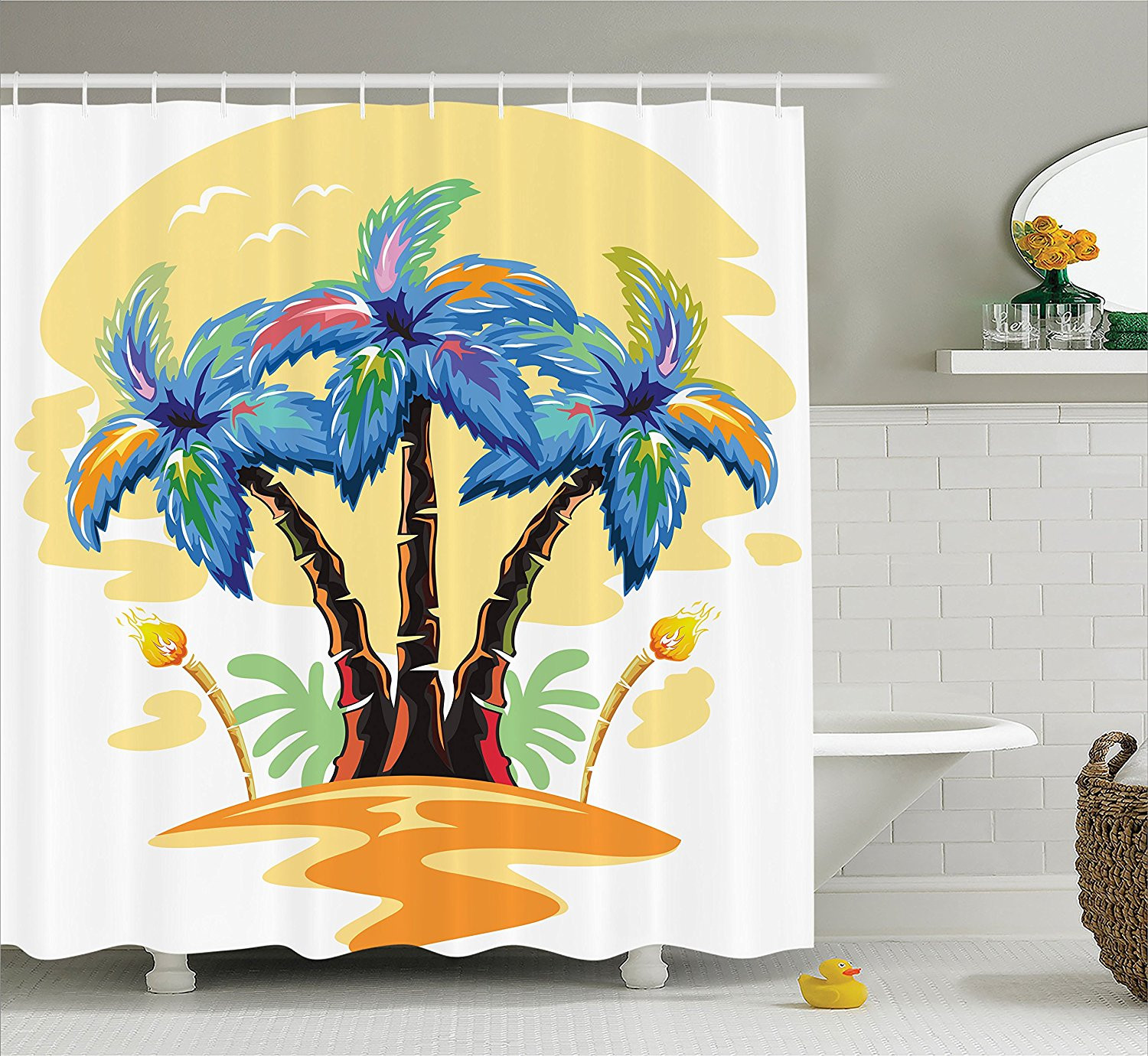 Palm Tree Bathroom Decor
 Palm Tree Decor Shower Curtain by Cartoon Tropical