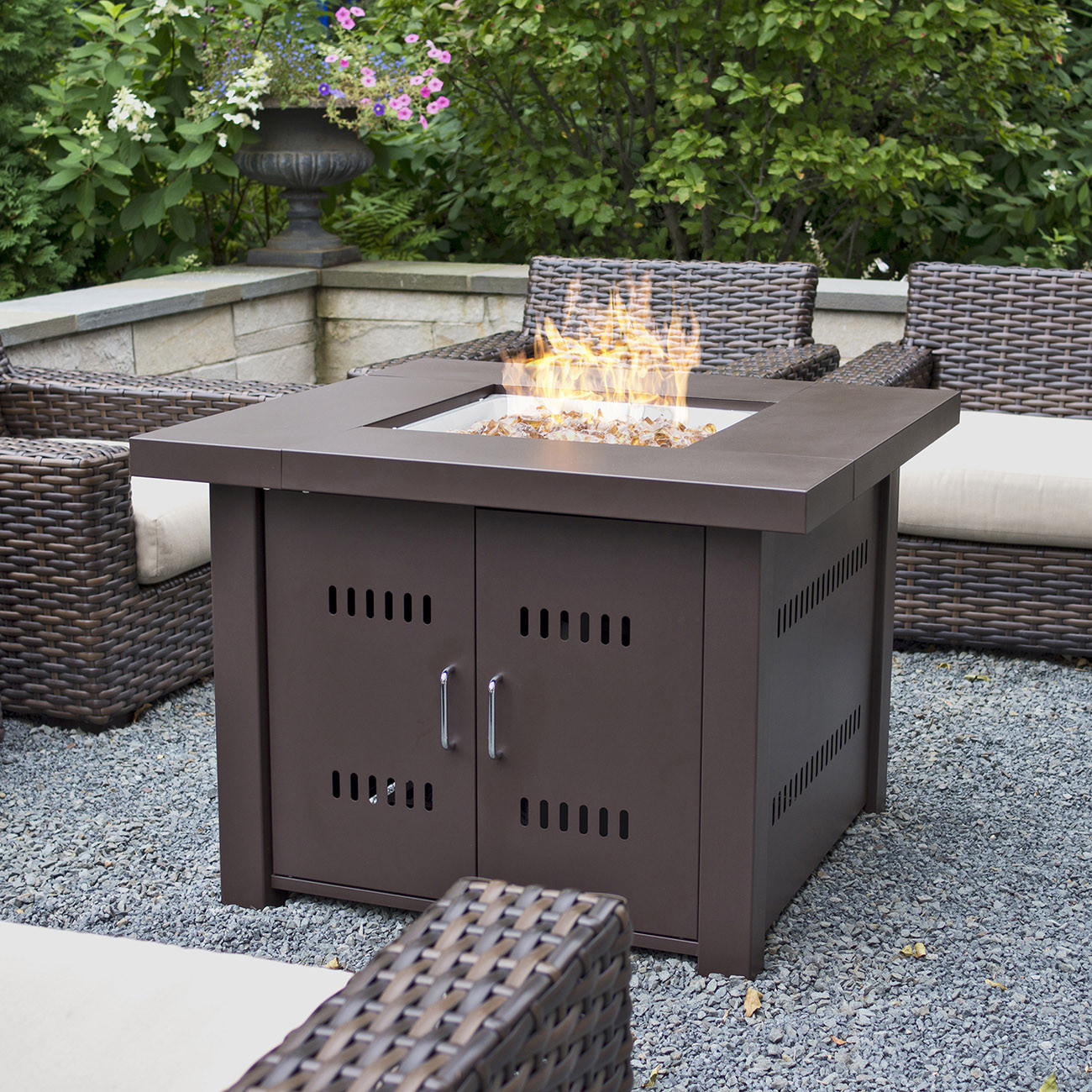 Patio Fire Pit Propane
 NEW Outdoor Fire Pit Square Table Firepit Propane Gas Fire