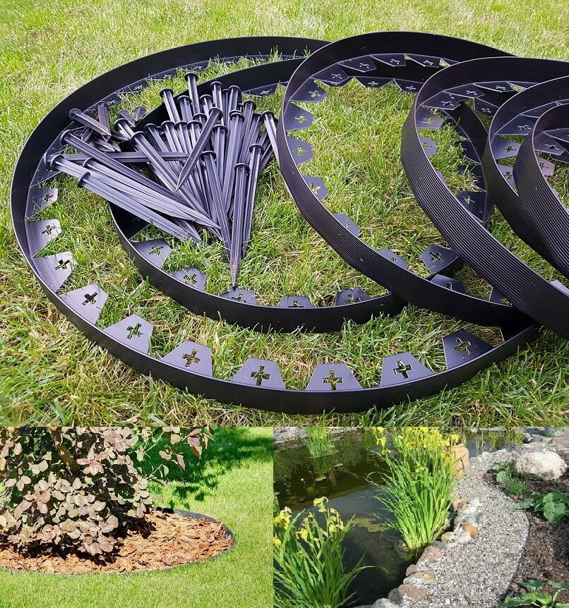 Plastic Landscape Edging
 Garden Lawn Edging Flexible Plastic Garden Border 10m 50