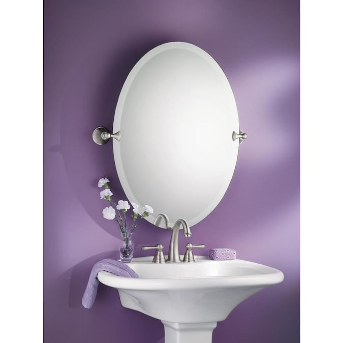 Polished Nickel Bathroom Mirror
 Moen Glenshire 22 81 in Brushed Nickel Oval Frameless