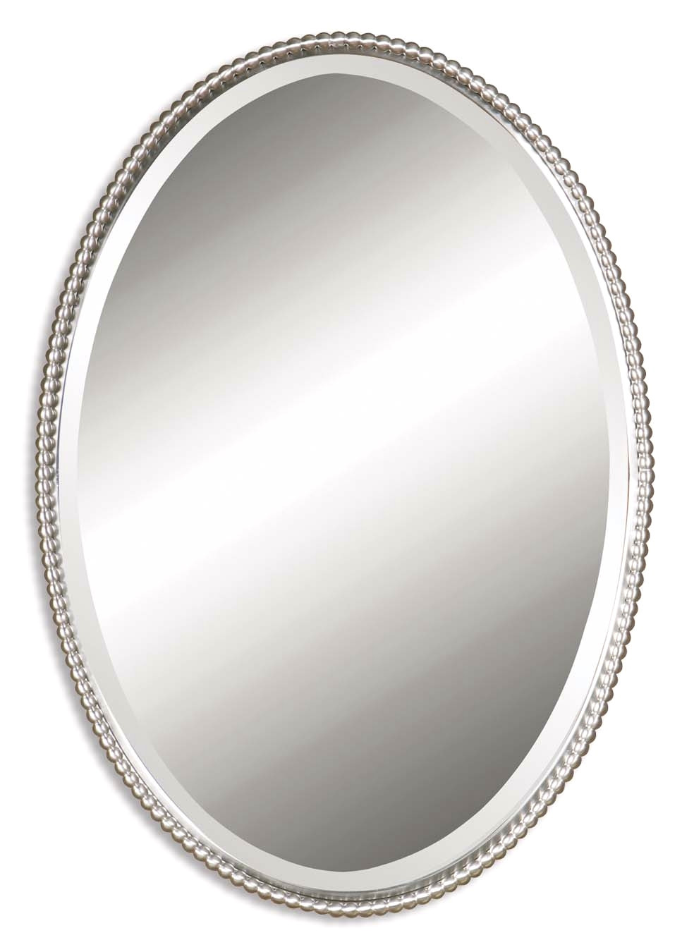 Polished Nickel Bathroom Mirror
 Sherise Modern Brushed Nickel Oval Mirror B