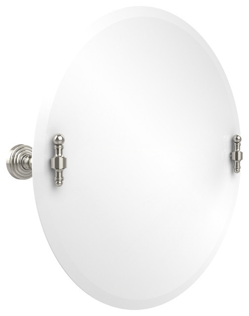 Polished Nickel Bathroom Mirror
 22" Round Tilt Mirror Polished Nickel Transitional
