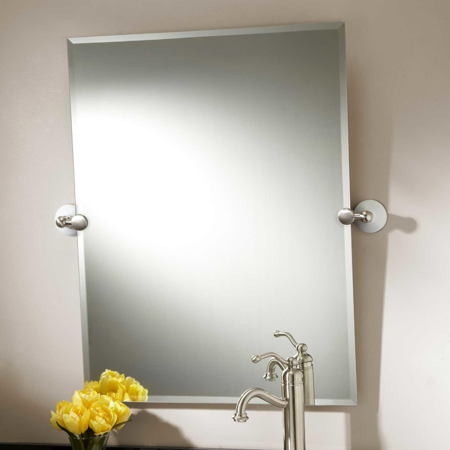 Polished Nickel Bathroom Mirror
 Brushed Nickel Framed Bathroom Mirror