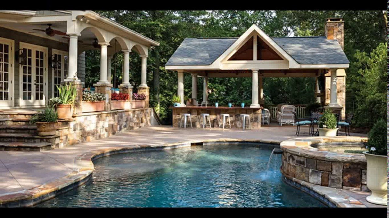 Pool With Outdoor Kitchen
 Backyard designs with pool and outdoor kitchen