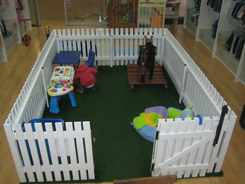 Portable Fence For Kids
 Love this playpen Fake grass and white picket fence