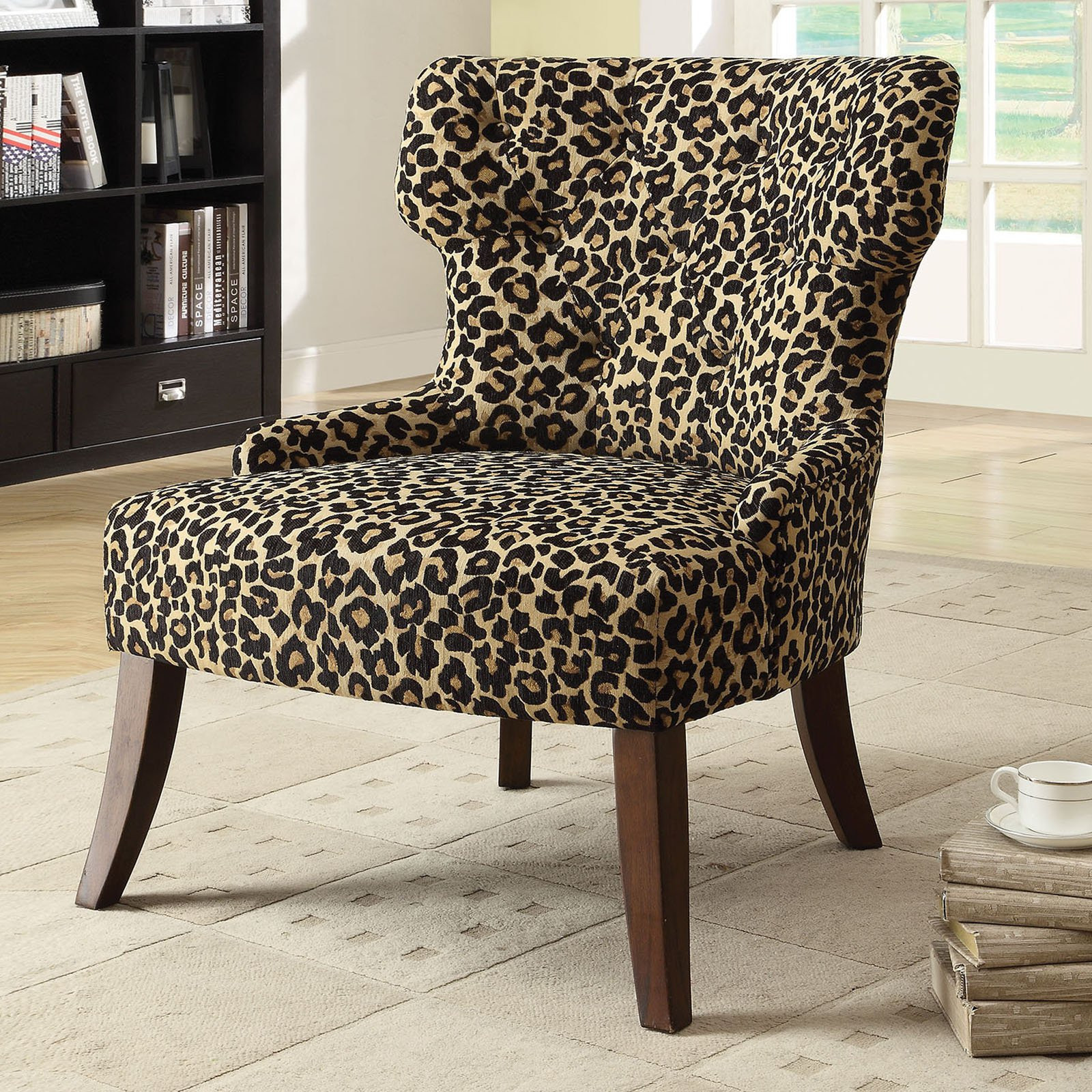 Printed Living Room Chairs
 Acme Furniture Claribel Accent Chair Leopard Fabric