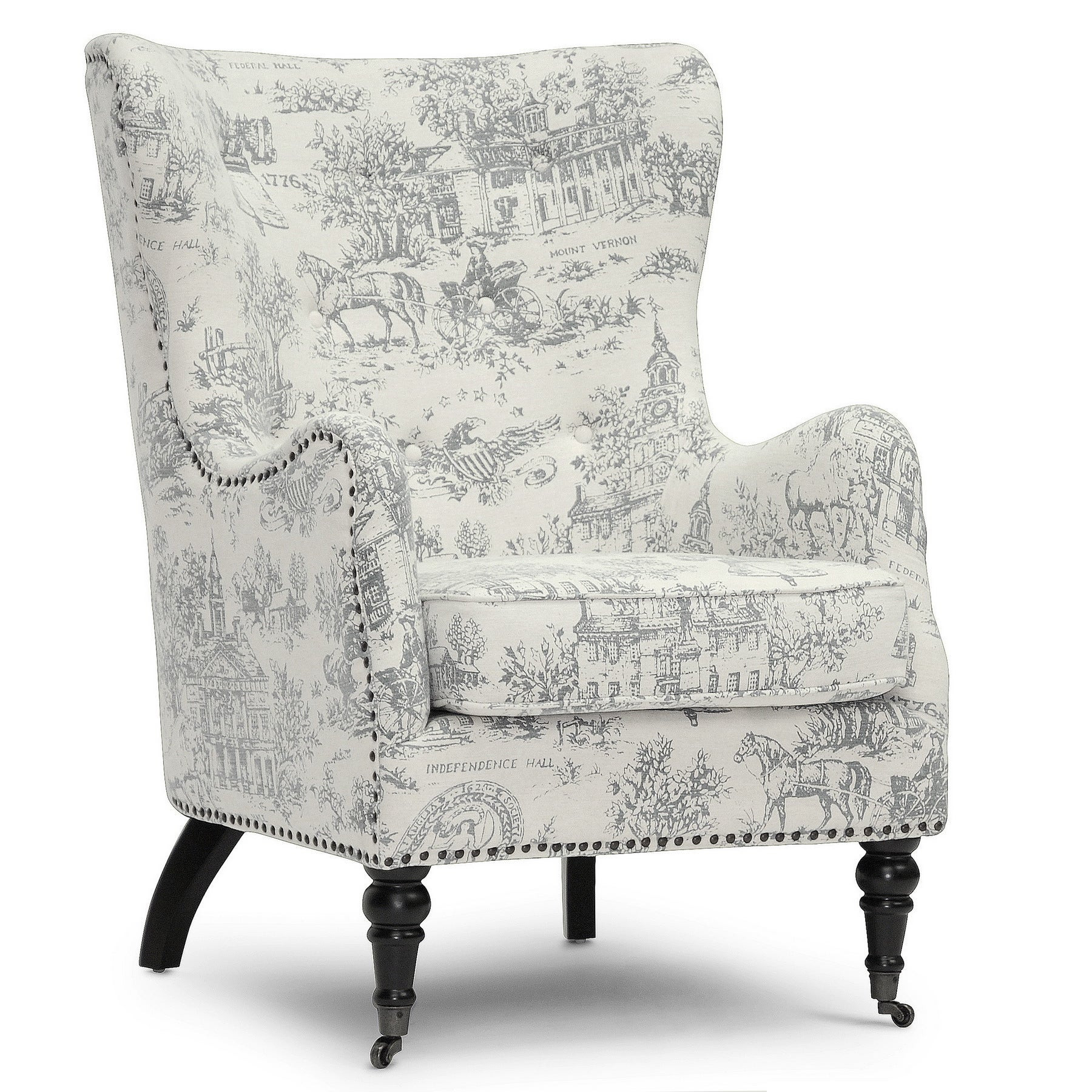 Printed Living Room Chairs
 Baxton Studio Livingston Colonial Print Linen Accent