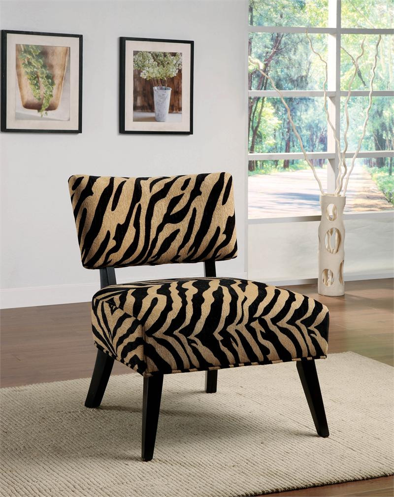Printed Living Room Chairs
 Zebra Print Accent Chair decorating a living room