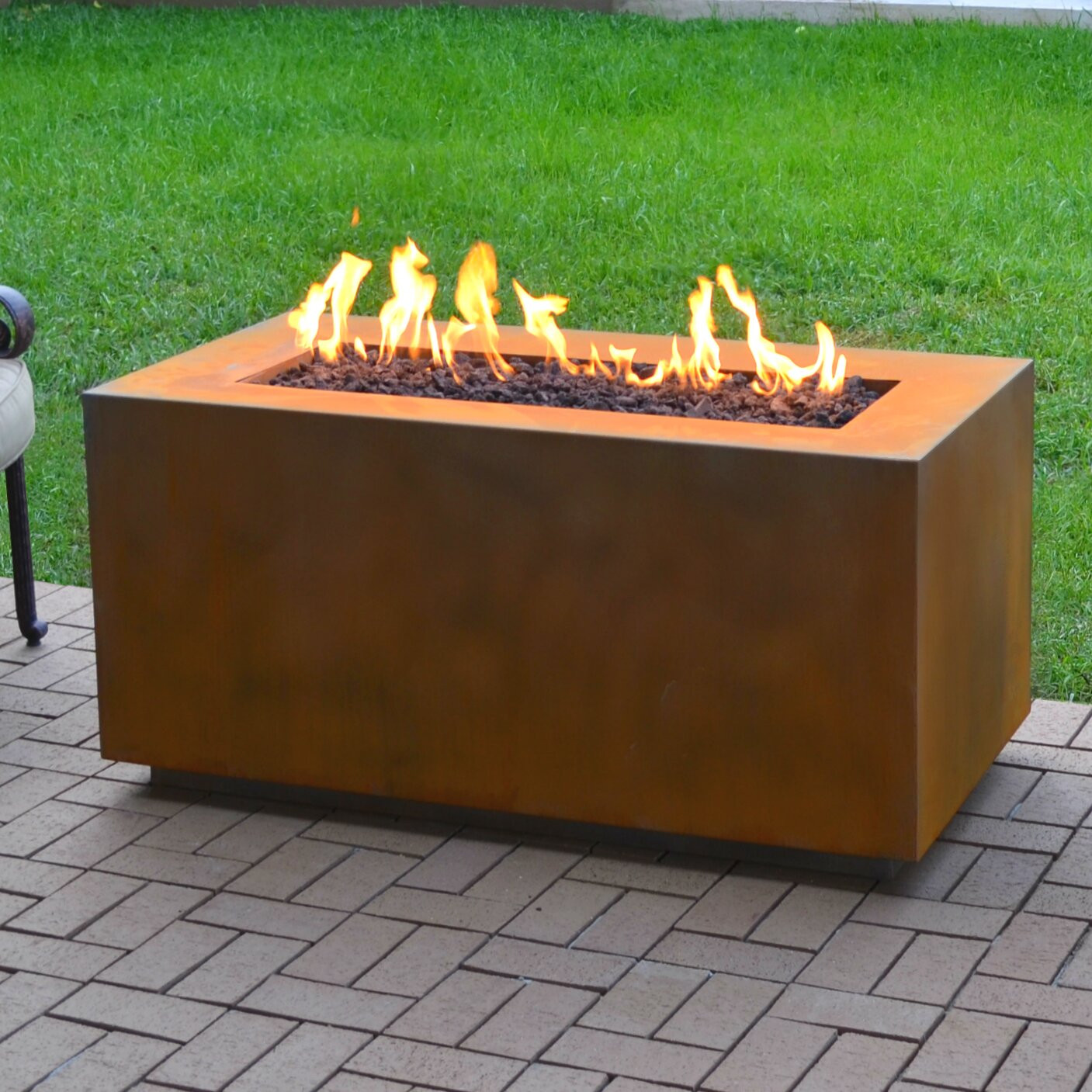 Propane Patio Fire Pit
 The Outdoor Plus Corten Steel Propane Fire Pit Table