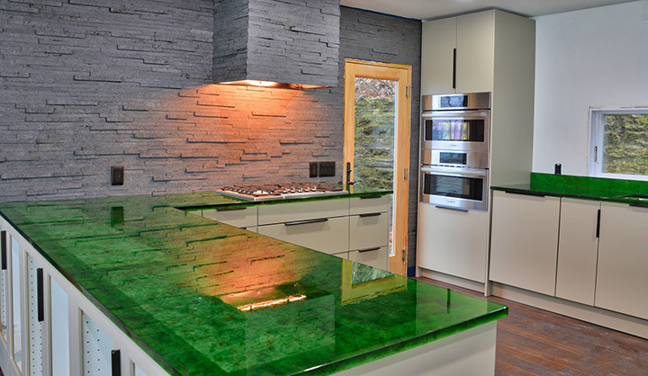 Recycled Glass Kitchen Countertops
 Evolution Glass Countertops and tables from recycled