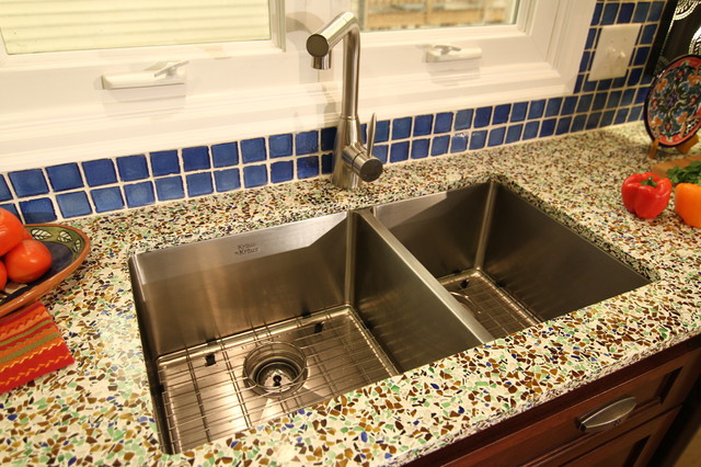 Recycled Glass Kitchen Countertops
 Recycled Glass Contemporary Kitchen Countertops san