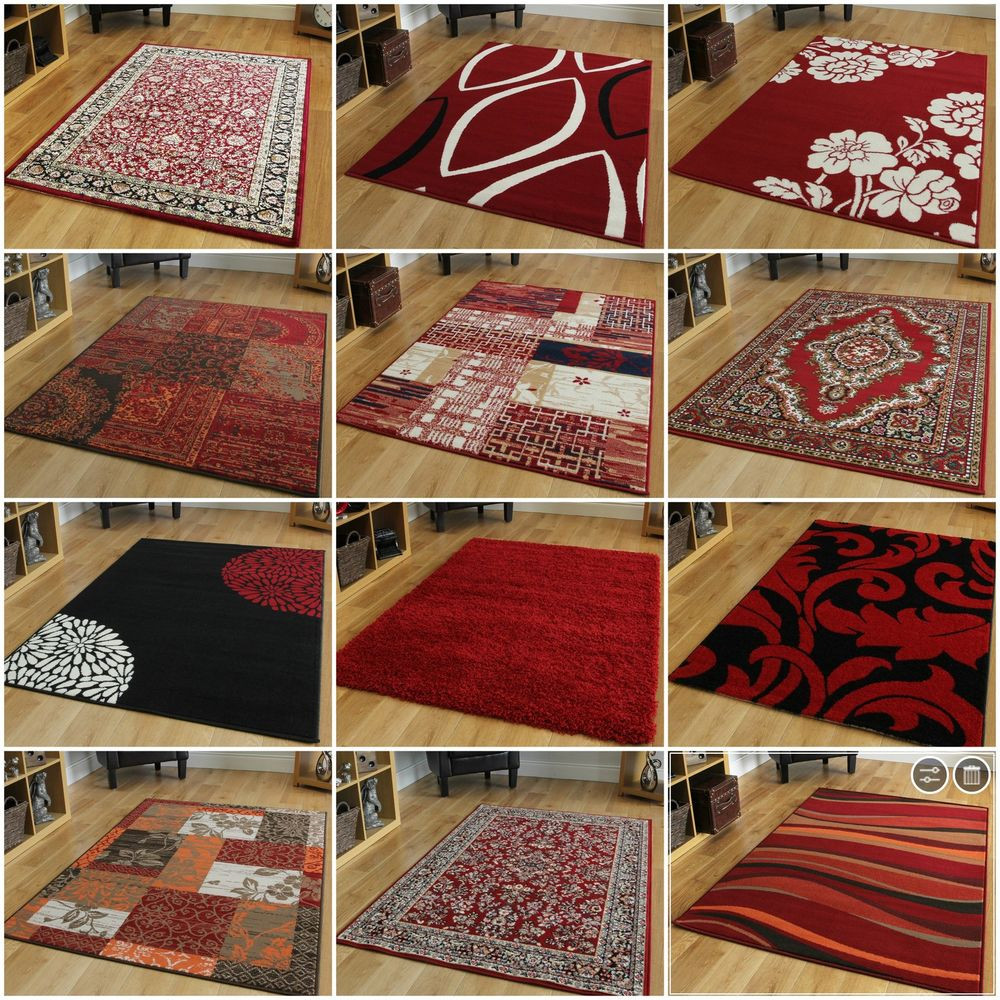 Red Rugs For Living Room
 New Small Modern Floor Carpets Soft Easy Clean Red
