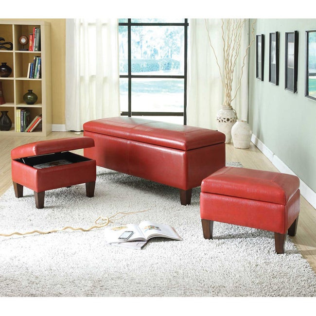 Red Storage Bench
 Ibrahim Red Storage Bench and Ottomans Free Shipping