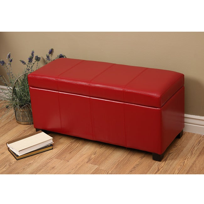 Red Storage Bench
 Shop Warehouse of Tiffany Ariel Red Faux Leather Storage
