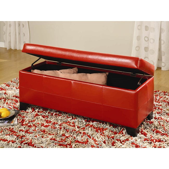 Red Storage Bench
 Red Synthetic Leather Storage Bench