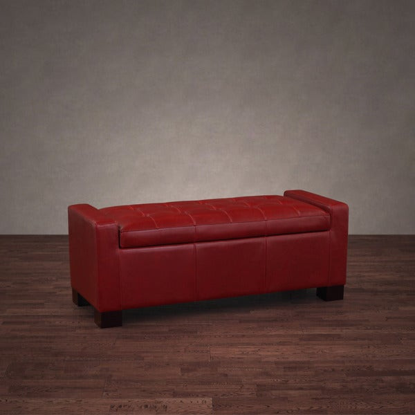 Red Storage Bench
 Shop Tufted Burnt Red Leather Storage Bench Free
