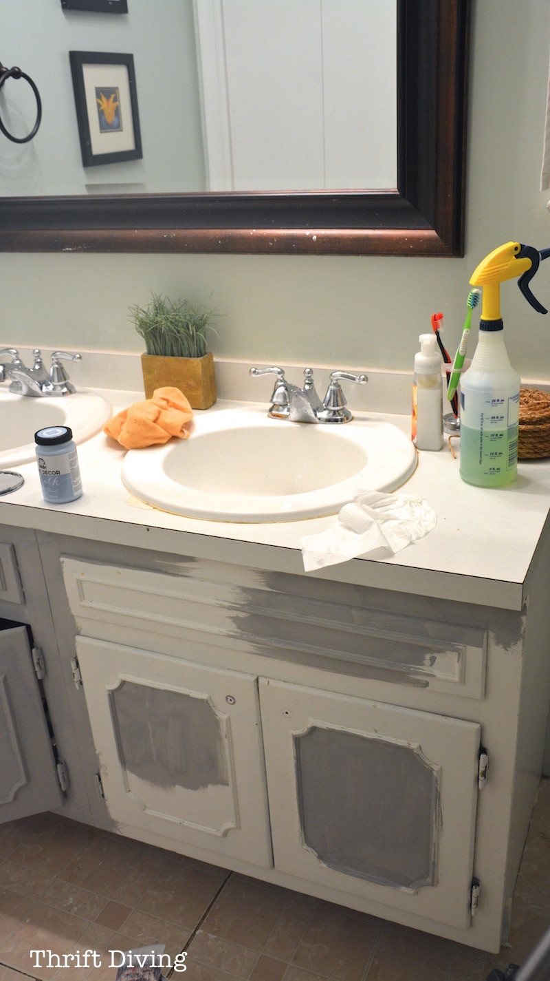 Repainting Bathroom Cabinets
 BEFORE & AFTER My Pretty Painted Bathroom Vanity