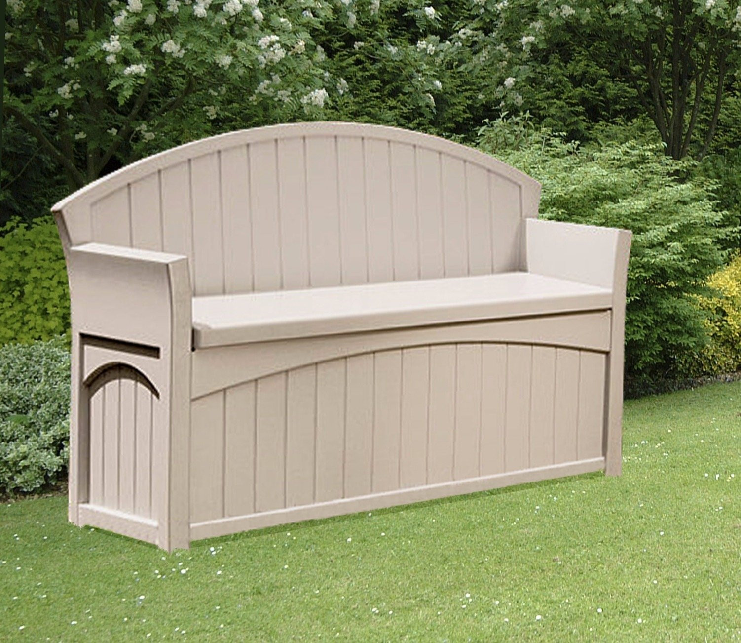 Resin Patio Storage Bench
 Suncast Patio Garden Outdoor Bench with 50 Gallon Storage