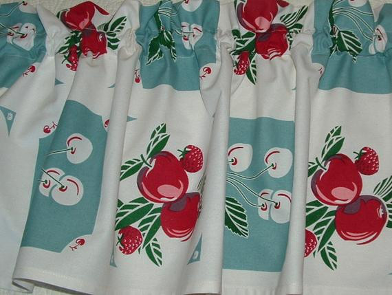 Retro Kitchen Curtains
 Items similar to Valance Vintage look NEW Curtain Cotton