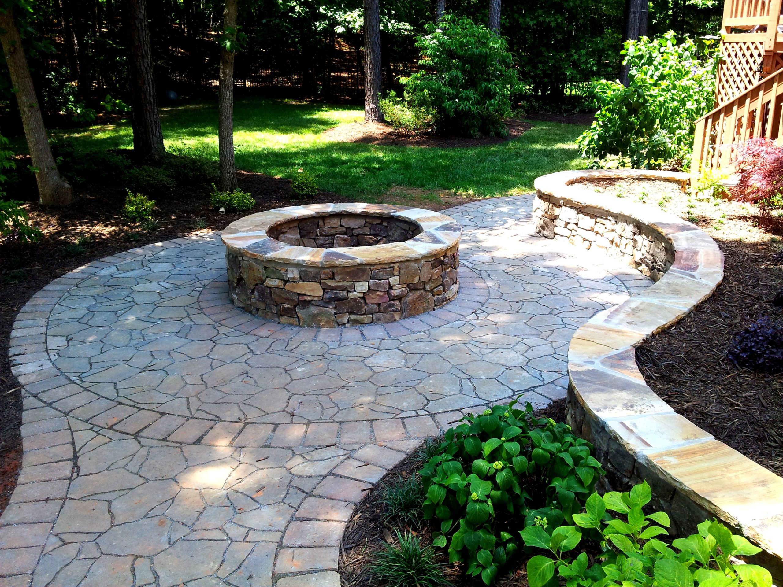 Rock Patio With Fire Pit
 Charlotte Pavers & Stone