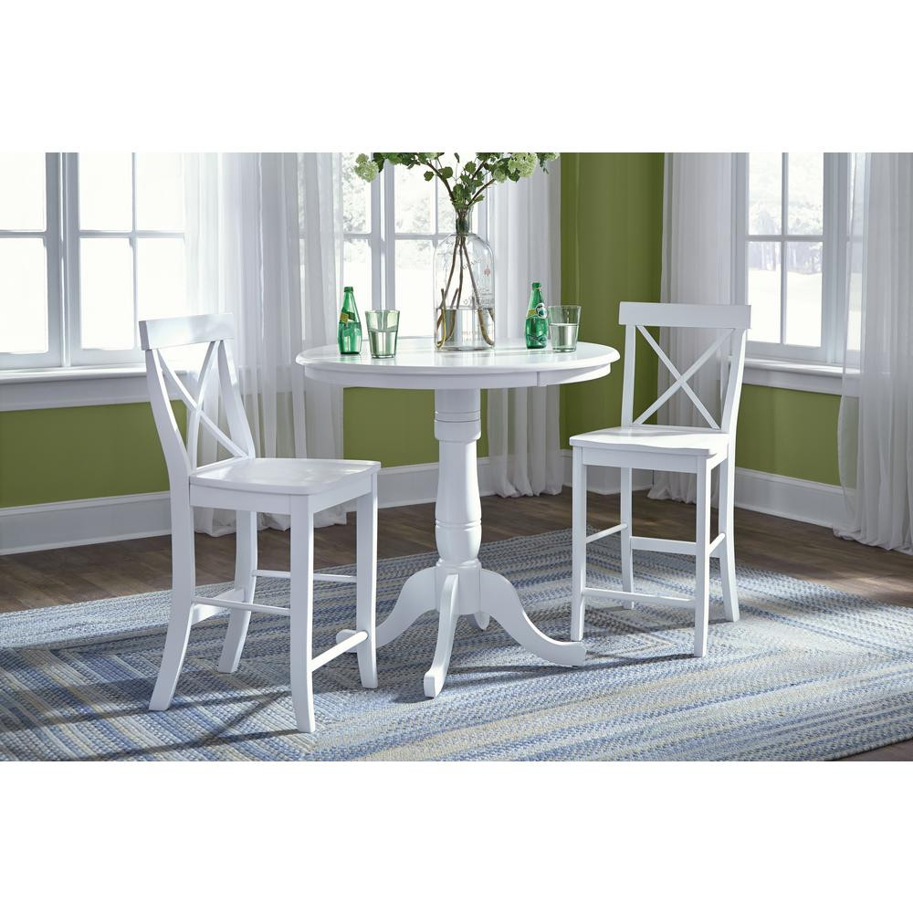 Round White Kitchen Table Set
 International Concepts Pure White Round Counter Height