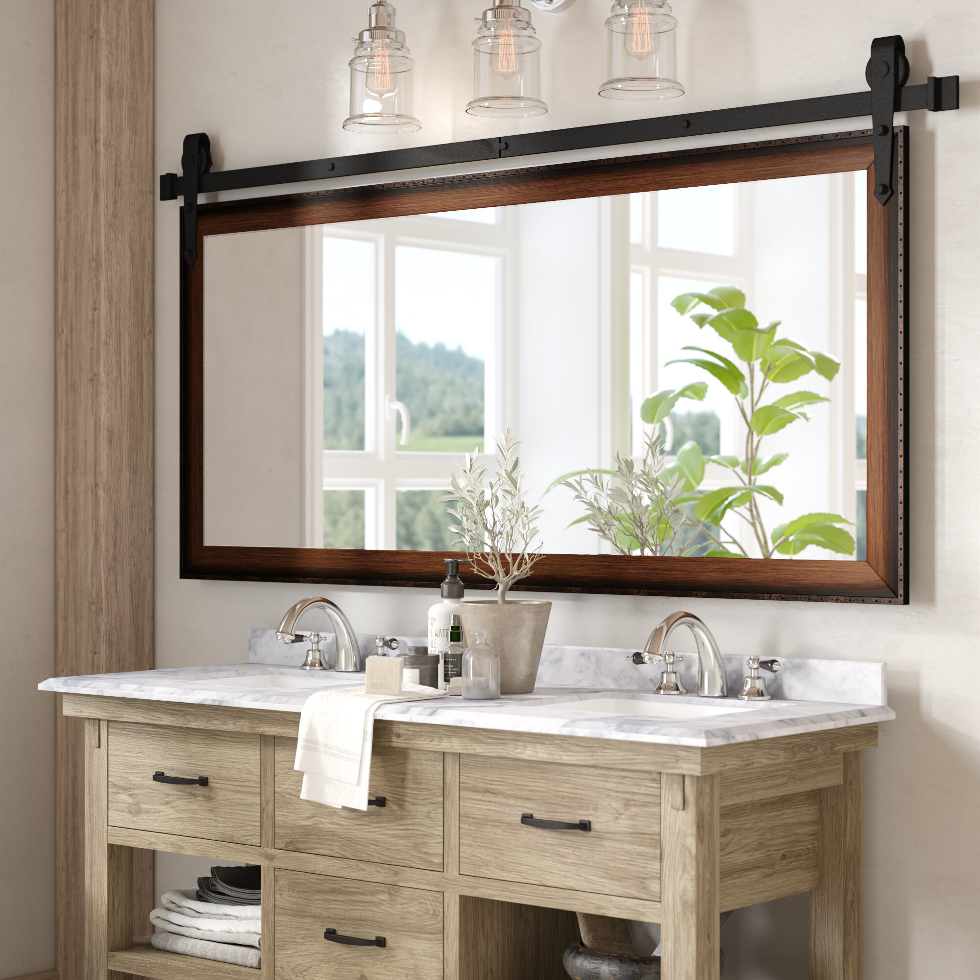 Rustic Bathroom Vanity Mirrors
 2020 Best of Landover Rustic Distressed Bathroom vanity
