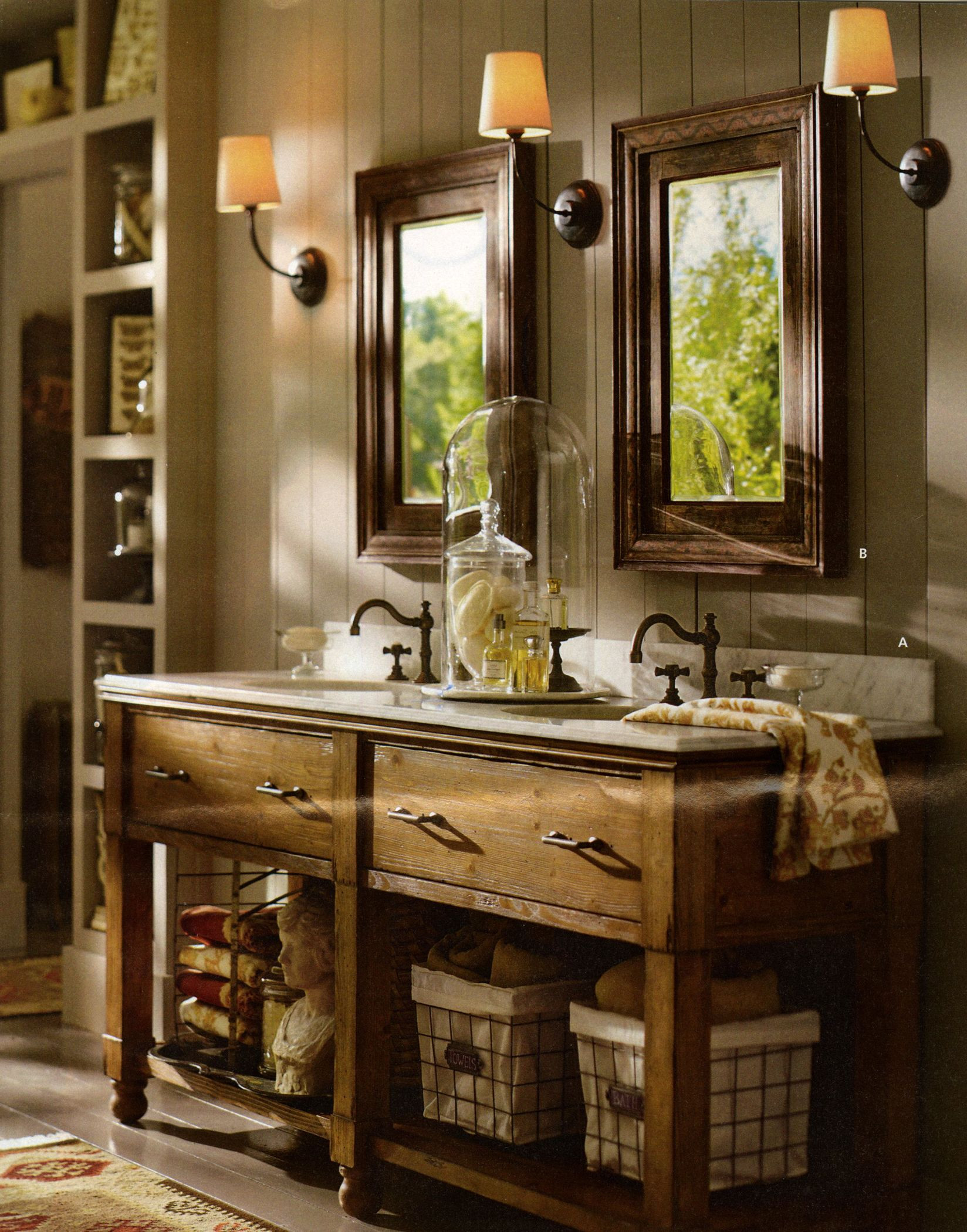 Rustic Bathroom Vanity Mirrors
 rustic double bathroom sinks and mirrors