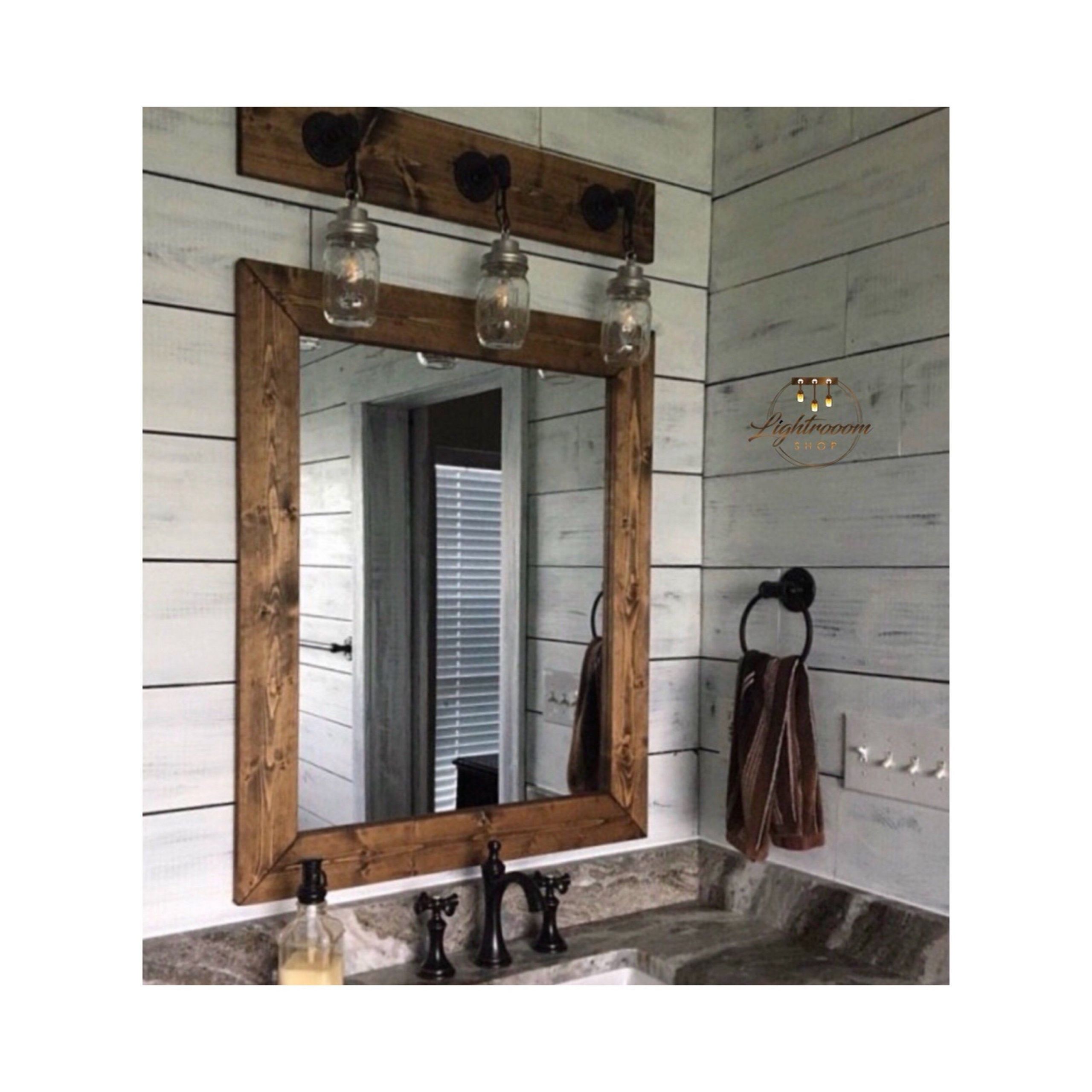 Rustic Bathroom Vanity Mirrors
 DARK WALNUT Wood Framed Mirror Rustic Wood Mirror