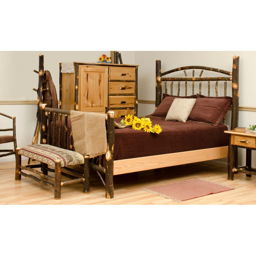 Rustic Bedroom Bench
 Rustic Hickory Upholstered Bench Furniture Barn USA
