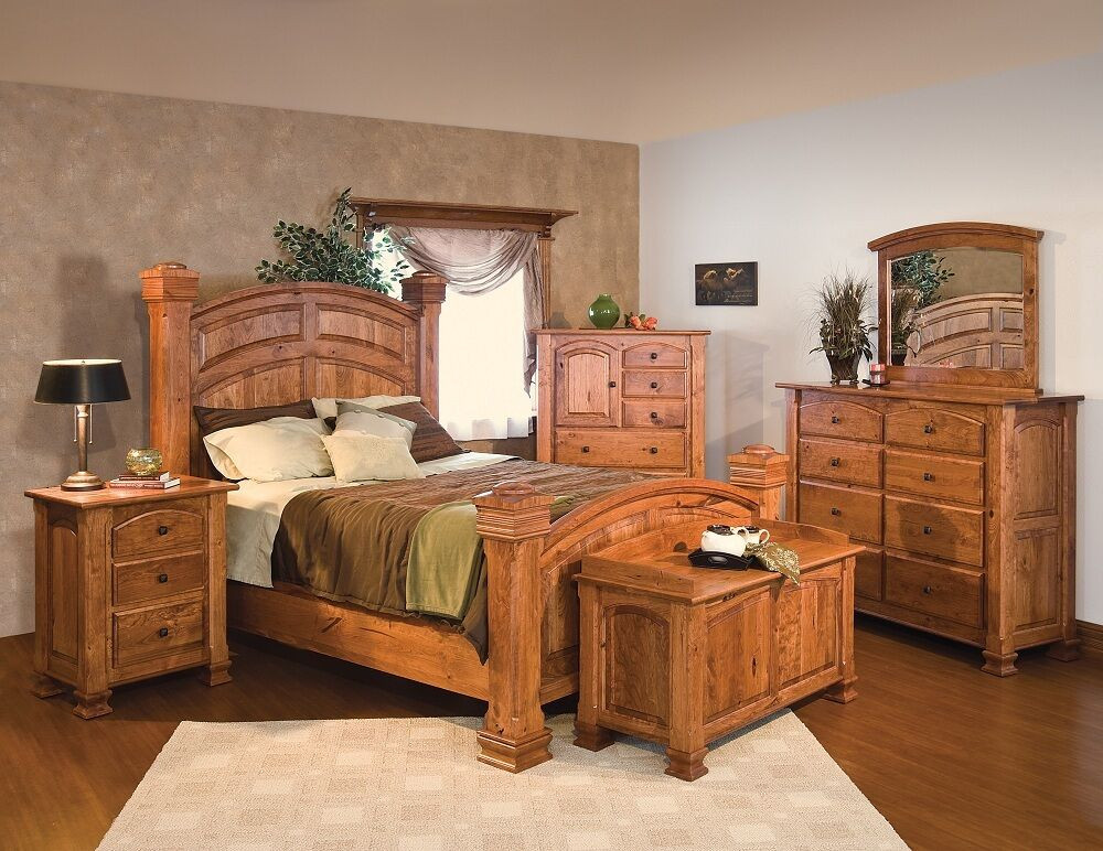 Rustic Bedroom Furniture
 Luxury Amish Mission Bedroom Set Solid Rustic Cherry Wood