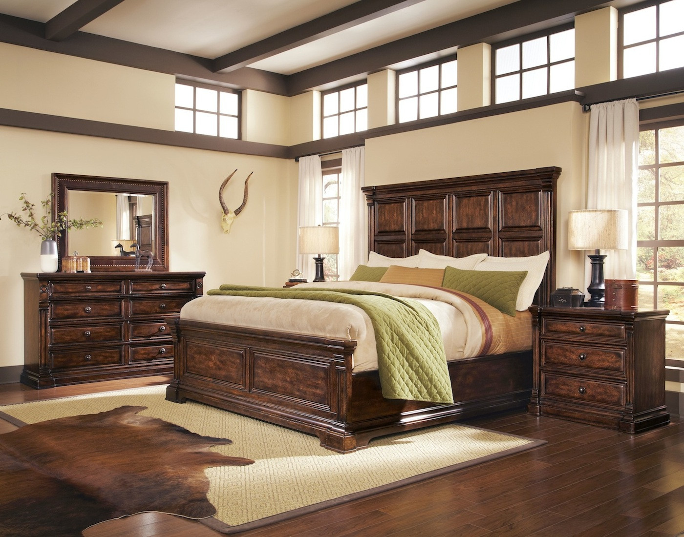 Rustic Bedroom Furniture
 Whiskey Oak Rustic Inspired Wooden Panel Bedroom Set