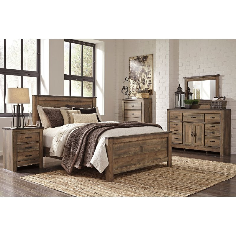 Rustic Bedroom Furniture Sets
 Contemporary Rustic Oak 4 Piece King Bedroom Set Trinell