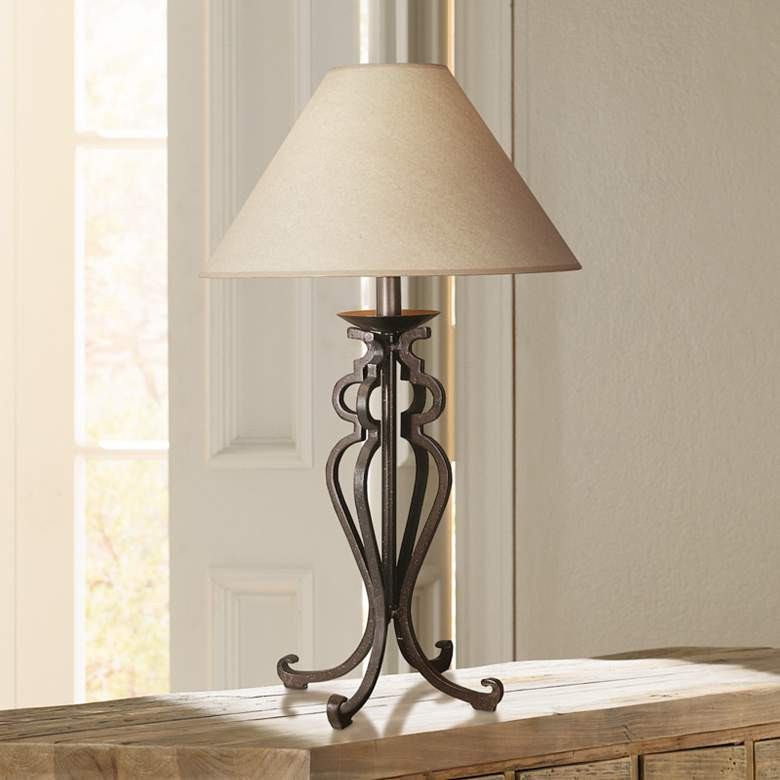 Rustic Bedroom Lamps
 Open Scroll Rustic Wrought Iron Table Lamp