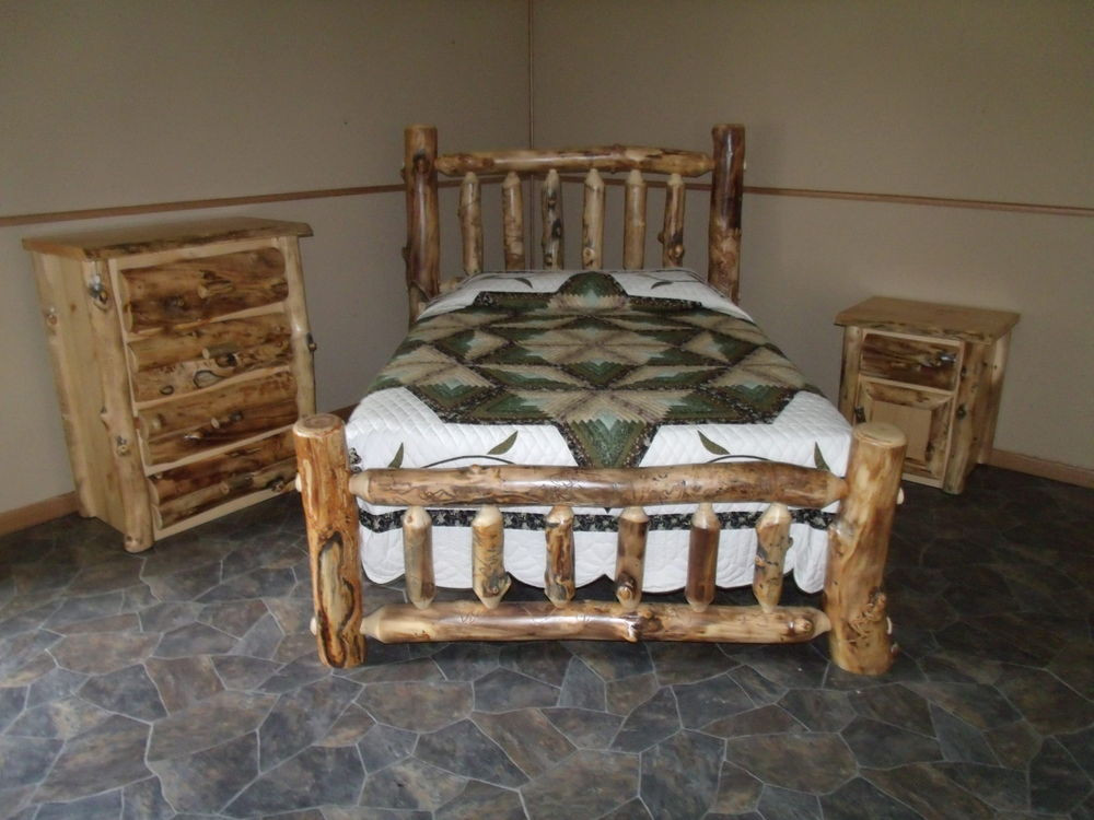 Rustic Bedroom Set King
 Rustic Aspen Log BEDROOM SET KING plete Bed 4 Drawer