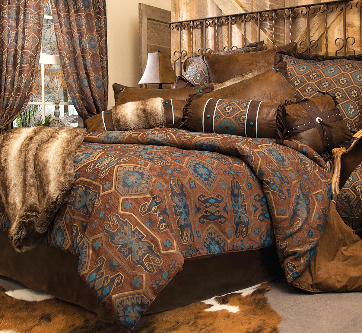Rustic Bedroom Set King
 Rustic Bedding King Size Turquoise Mesa Bed Set Black